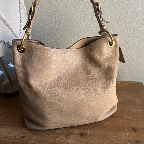 PRADA Beige Leather Hobo Shoulder Bag - Picture 14 of 14